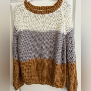Newbury Kustom Multi Colored Open Knit Pullover Sweater SZ L